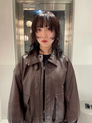 ミディアム カラー パーマ satsuki 暖色・ブラウンカラーのヘアスタイル