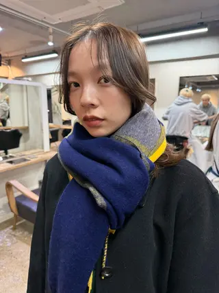 ミディアム カラー 森貴裕/ベージュ/ パーマ/オリーブのヘアスタイル