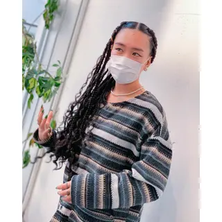 ロング パーマ ヘアアレンジ メンズ キッズ BRAIDS💎愛子 大人ハイライト💎のヘアスタイル