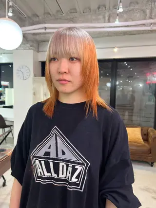 ショート カラー パーマ ヘアアレンジ メンズ キッズ ネイル マツエク・マツパ アイブロウ 🧨ブリーチー×ボブ レイヤー💎じゅえるのヘアスタイル