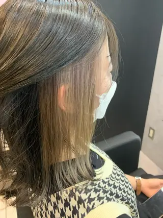 ミディアム カラー 透明感/ブリーチ縮毛 /髪質改善/星野純一のヘアスタイル