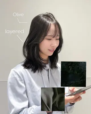 ミディアム カラー パーマ ヘアアレンジ 韓国ボブ/髪質改善 ニュアンス特化RYOのヘアスタイル