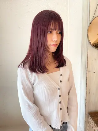 ミディアム カラー ホンダリサコ 透明感カラー/ボブのヘアスタイル