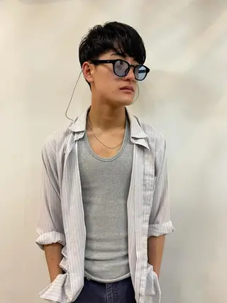 ショート パーマ メンズ 田中 碧のヘアスタイル