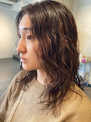 セミロング パーマ 🛑柔らか透明感 カラー🛑大谷のヘアスタイル