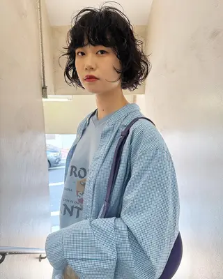 ショート パーマ ヘアアレンジ 丸山渉/パーマ エフェクトブリーチのヘアスタイル