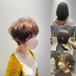 ショート カラー パーマ 傷ませないカラー✨ 鶴見/菅谷光哉のヘアスタイル