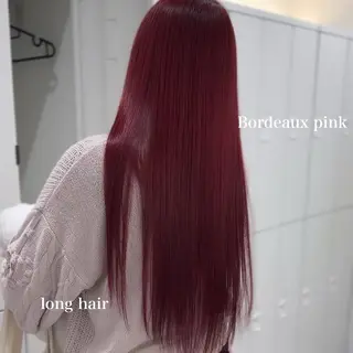 ロング ブリーチなしピンク 縮毛艶髪矯正/吉村のヘアスタイル