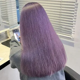 セミロング ブリーチ✖️ 縮毛LANDのヘアスタイル