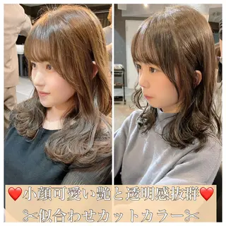 ミディアム カラー ヘアアレンジ 顔周りカット/髪質改 善/新宿/畑中稔里のヘアスタイル