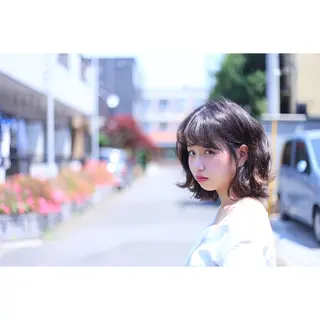 ミディアム カラー パーマ オーストヘアージジ所属・TAI透明カラー 柔らかい縮毛矯正のヘアスタイル