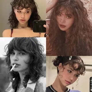 セミロング パーマ ヘアアレンジ ツガミ リナのヘアスタイル