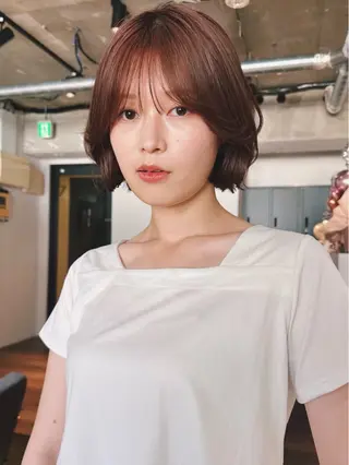 ショート カラー パーマ 🫧小顔×似合わせ× 透明感カラー🫧のヘアスタイル