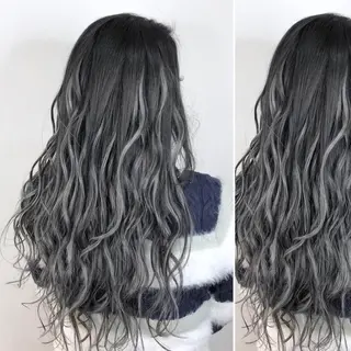 ロング カラー JuNブリーチに 縮毛矯正するプロのヘアスタイル