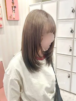 セミロング カラー 顔周りレイヤー/ウル フ/寒色カラー/りなのヘアスタイル