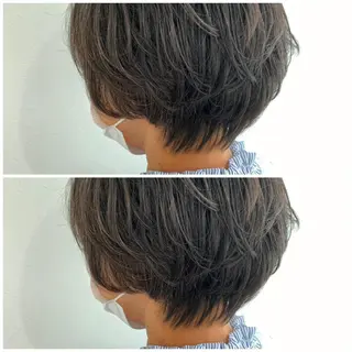 ショート パーマ 髪質改善🩵艶髪 ストレート🩵山口のヘアスタイル