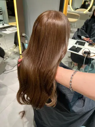 ロング カラー 福岡縮毛矯正✨️ ストレート 向井和輝のヘアスタイル