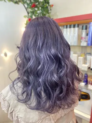 セミロング ゆぴ☾‪/推しカラー /ハイトーンのヘアスタイル