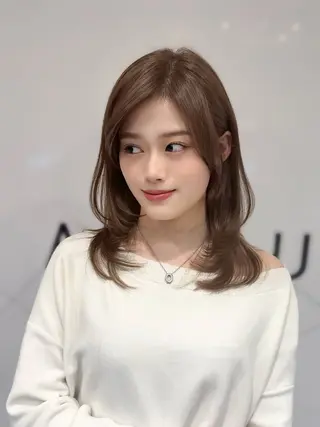 ミディアム HARUKI MINATO JAPAN福岡所属・モテ髪レイヤー /韓国ヘアNOBUのヘアスタイル