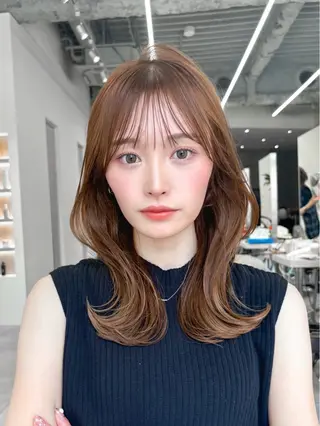 ミディアム カラー ren ボブロブ/ミディアムのヘアスタイル