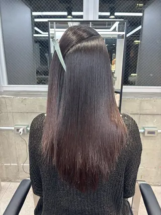 ロング カラー パーマ ヒマワリ/ 艶カラー/髪質改善のヘアスタイル