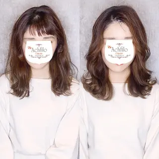 ミディアム カラー パーマ ヘアアレンジ メンズ キッズ ネイル マツエク・マツパ ACHFILO モデル募集のヘアスタイル