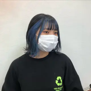 ミディアム カラー 赤み消し/オリーブ カーキ/福田れんのヘアスタイル