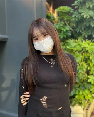 ロング カラー 髪質改善/縮毛矯正 /美髪カラー/こてのヘアスタイル