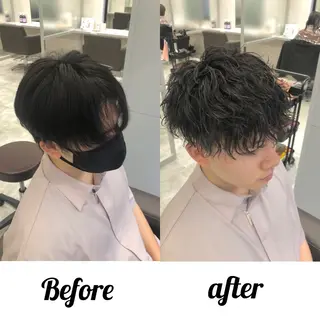 ショート カラー パーマ メンズ kiitos所属・関西センターパート メンズモデル募集のヘアスタイル