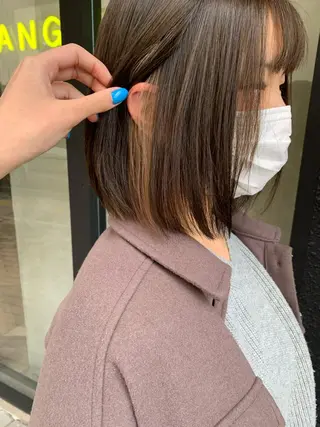 ミディアム カラー ヨシナガマユ🦕 髪質改善艶カラーのヘアスタイル