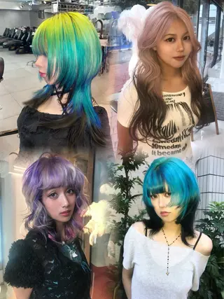 ロング カラー ヘアアレンジ HARUNA/原宿/ ハイトーン/デザインのヘアスタイル