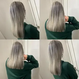 ミディアム カラー ヒカ/外国人風 デザインカラーのヘアスタイル