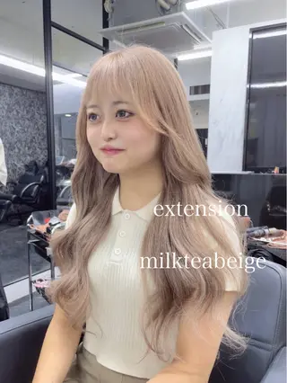 ロング カラー エクステ🩵ブリーチ 韓国ヘア🩵KAEのヘアスタイル