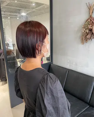 ショート カラー 暖色カラー🍊 ボブ🌿顔周りcutのヘアスタイル