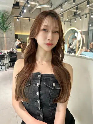 ロング カラー ヘアアレンジ fumika🎀 韓国ヘア×ベージュのヘアスタイル