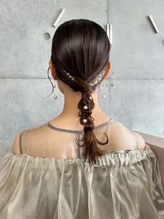 ロング カコ/レイヤーカット ヘアアレンジのヘアスタイル