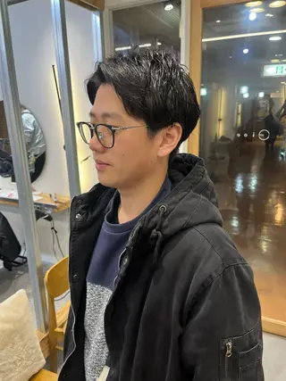 メンズ ブリーチなしカラー /ベージュカラーのヘアスタイル