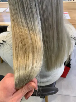 ロング カラー 酸性ストレート・ メンズ 三原 楊子のヘアスタイル