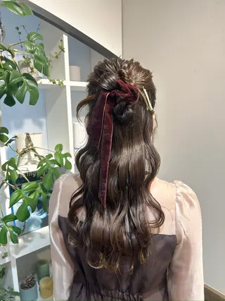 セミロング ヘアアレンジ アレンジ/新宿 透明感カラー/ヤノのヘアスタイル