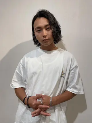 パーマ メンズ レイヤー/韓国ヘア /顔周り/大久保貴之のヘアスタイル