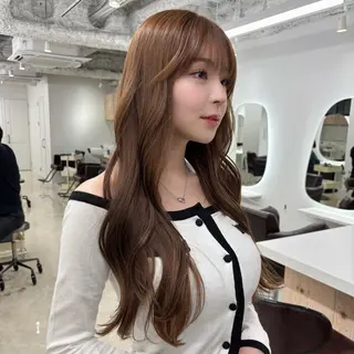 ロング カラー 韓国ヘア/髪質改善/ レイヤー/ブラウンのヘアスタイル