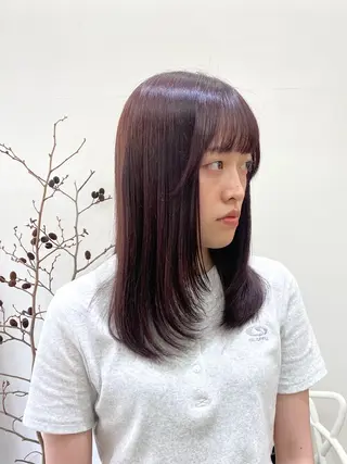 ミディアム カラー ヘアアレンジ ハル🌸柔色/ ブリーチなし/艶髪のヘアスタイル