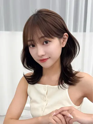 ミディアム カラー ヘアアレンジ 最小顔周り&レイヤー 特化/池袋/kokiのヘアスタイル