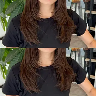 セミロング カラー 🌞レイヤー×カラー 前川那津美🌞のヘアスタイル