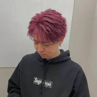 ショート カラー パーマ ✨ケアブリーチカラー ✨️透明感カラーのヘアスタイル