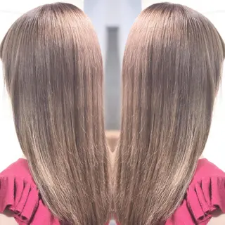 セミロング カラー ヘアアレンジ 髪質改善×ハイトーン 中田啄也のヘアスタイル