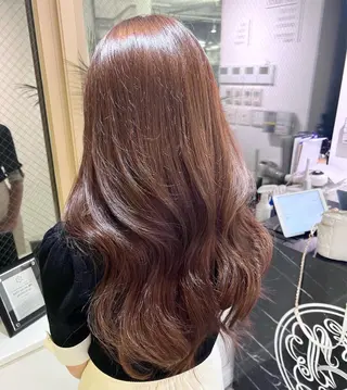 ロング カラー 韓国🤍ワンホンヘア みかん🇨🇳のヘアスタイル