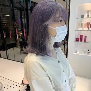 ミディアム カラー ハッシュカット/ハイ トーン/MANAMIのヘアスタイル