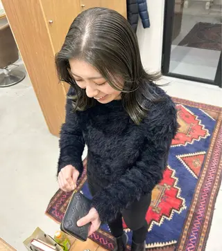 ミディアム カラー パーマ ヘアアレンジ 髪と音処　マトぺ所属・デザインカラー/ボブ ブリーチカラー/ユリのヘアスタイル