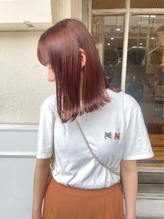 ミディアム カラー ホンダリサコ 透明感カラー/ボブのヘアスタイル